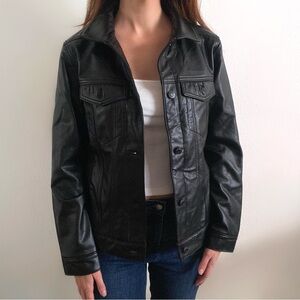 Hollister black leather jacket faux casual XS
